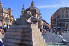 Italien, Rom, Piazza del Popolo, Löwenbrunnen