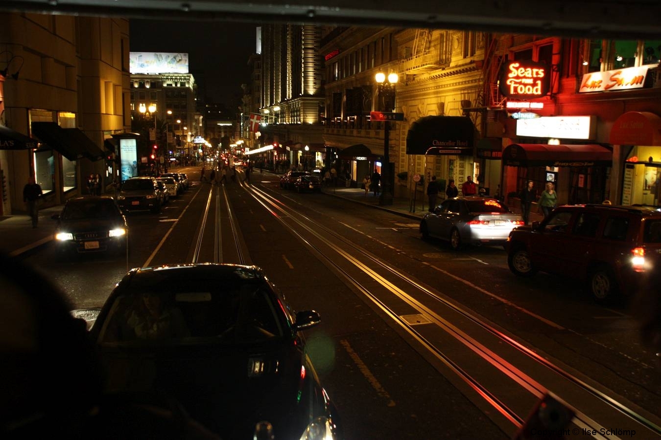 San Francisco, Fahrt mit der Cable Car bei Nacht