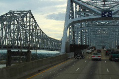 USA, Louisiana, New Orleans, Mississippi River, Crescent City Connection Bridge