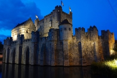 Burg Gravensteen bei Nacht, Gent, Belgien