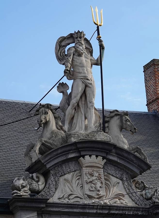 Belgien, Gent, Sint-Veerleplein, Neptun-Statue