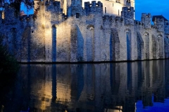 Belgien, Gent, Burg Gravensteen bei Nacht
