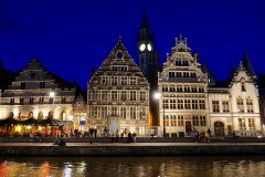 Belgien, Gent, Graslei bei Nacht