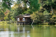 Japan, Kanazawa, Kenroku-en Garten, Kasumi-Teich, Teehaus