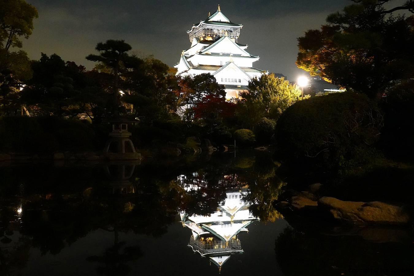 Japan, Osaka, Burg Osaka bei Nacht