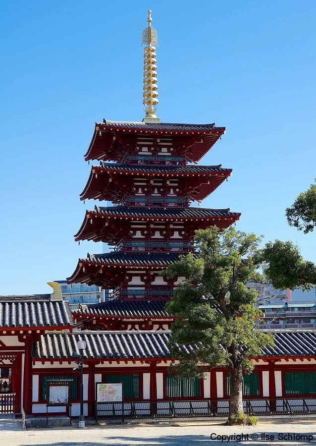 Japan, Osaka, Shitenno-ji Tempel, Fünfstöckige Pagode