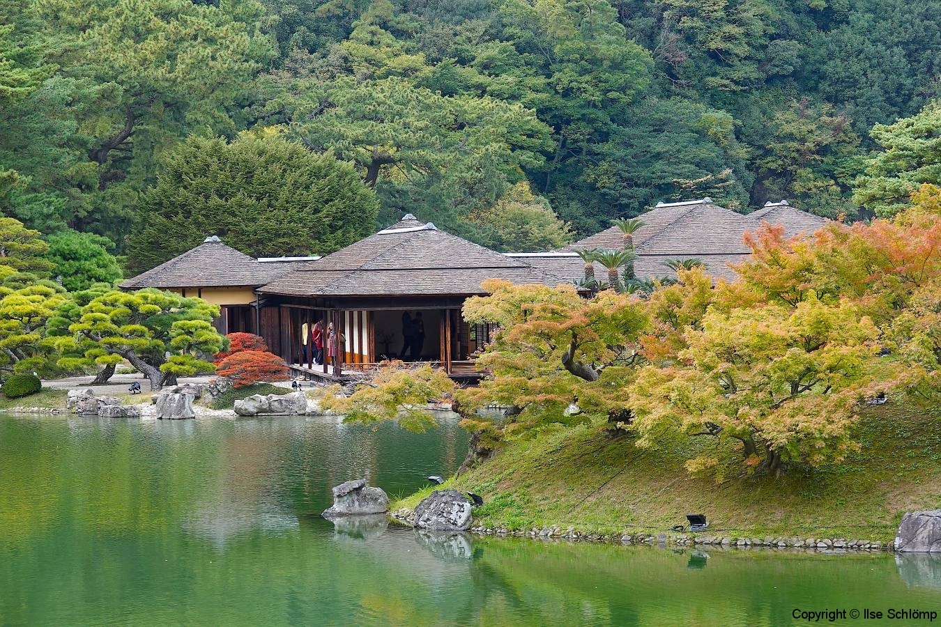 Japan, Takamatsu, Ritsurin-Koen Wandelgarten, Kikugetsu-Pavillon
