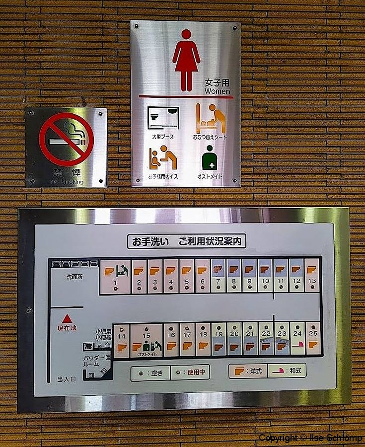 Japan, Toilettenplan auf dem Rastplatz