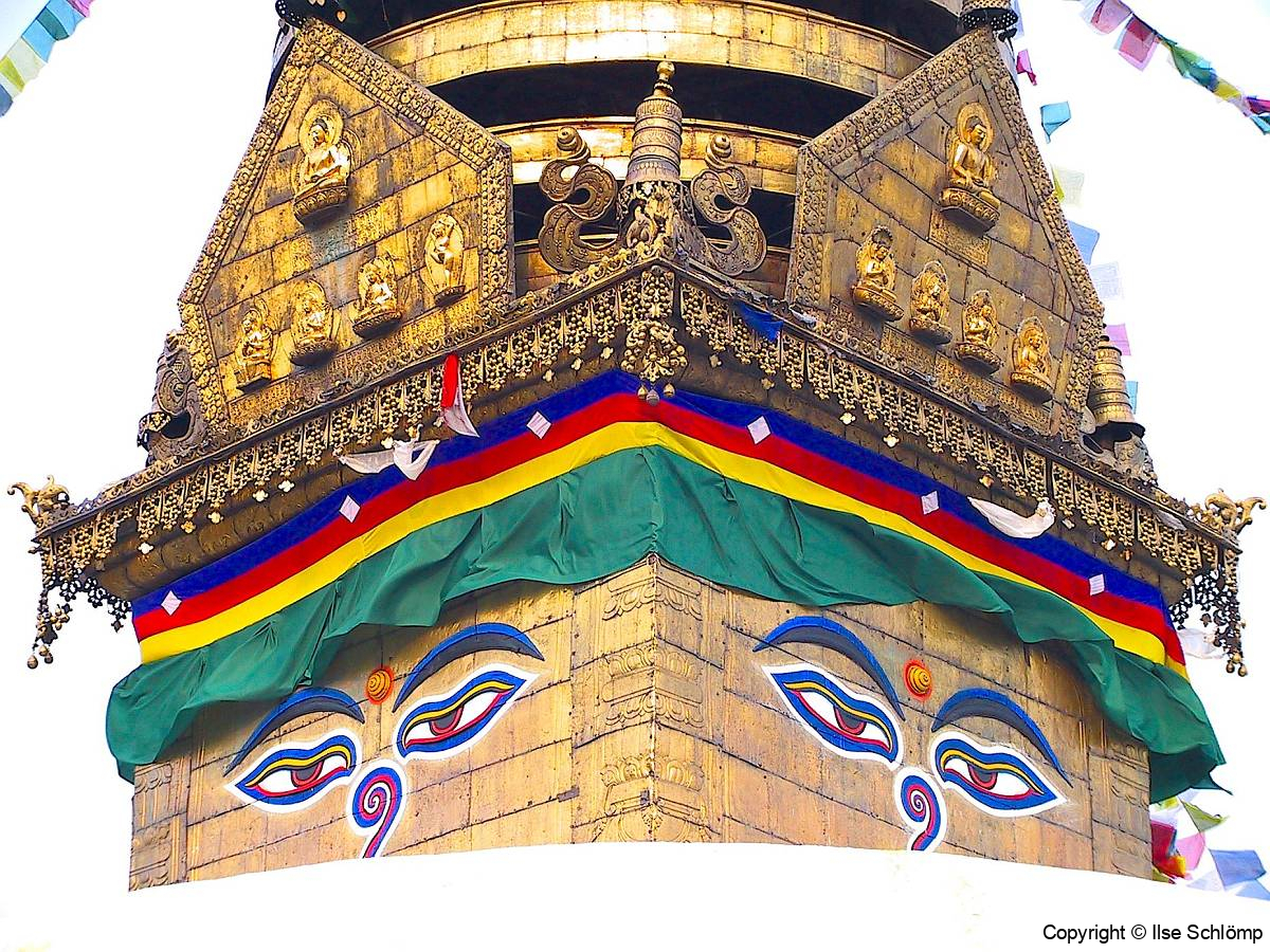 Nepal, Kathmandu, Stupa von Swayambhunath, Die sehenden Augen Buddhas