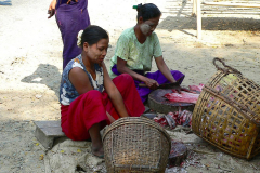Myanmar, Unterwegs auf dem Weg nach Bago, Zubereitung von Trockenfisch