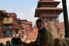 Nepal Bhaktapur, Thaumadi Square, Blick auf den Nyatapola Tempel