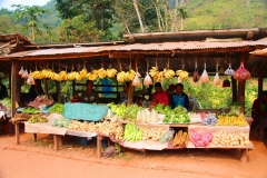 Laos, Oudomxay, Marktstand am Straßenrand