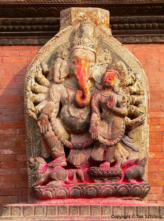 Nepal, Patan, Durbar Square, Ganesha Steinfigur